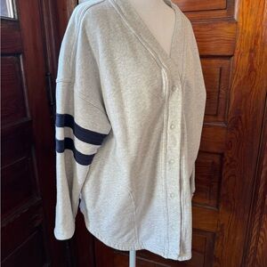 Aerie Gray and Navy Sweatshirt Cardigan